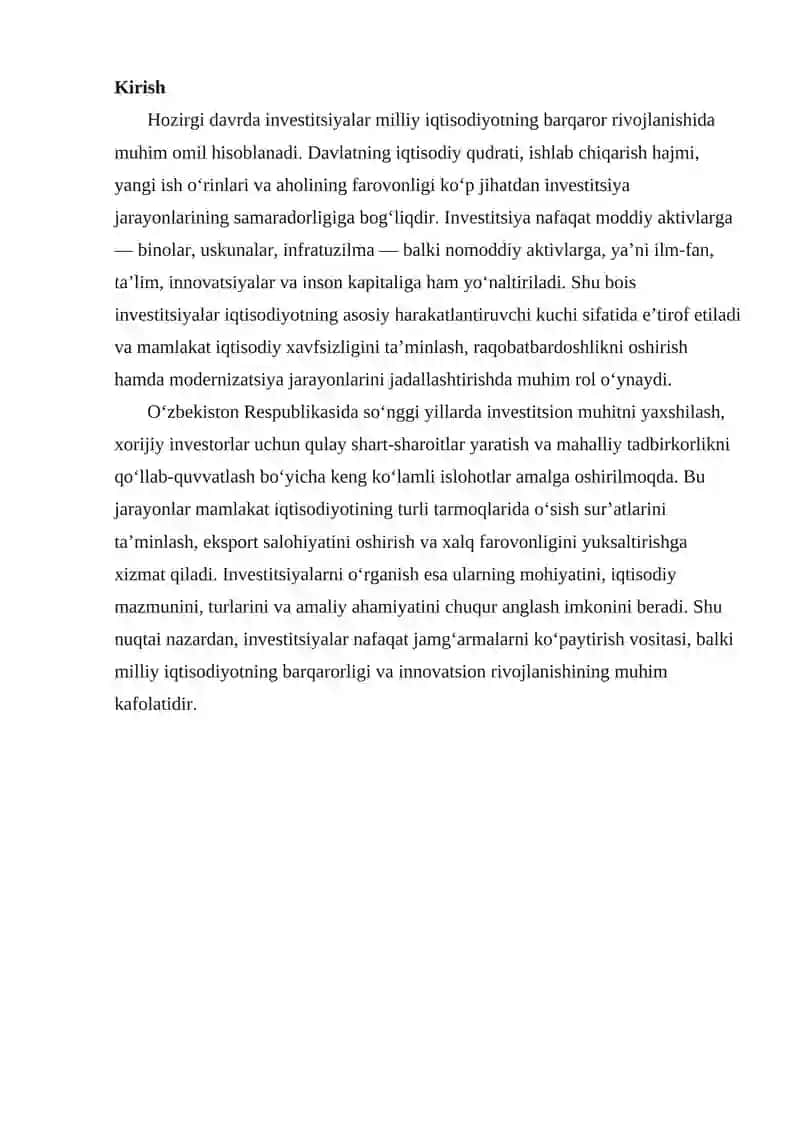 INVESTITSIYA UNING MOHIYATI IQTISODIY MAZMUNI VA TURLARI 2