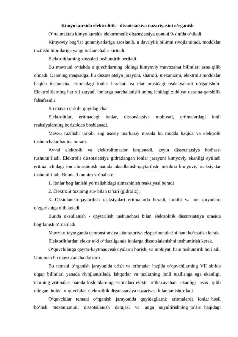 Elektrolitik dissotsiyalanish 2