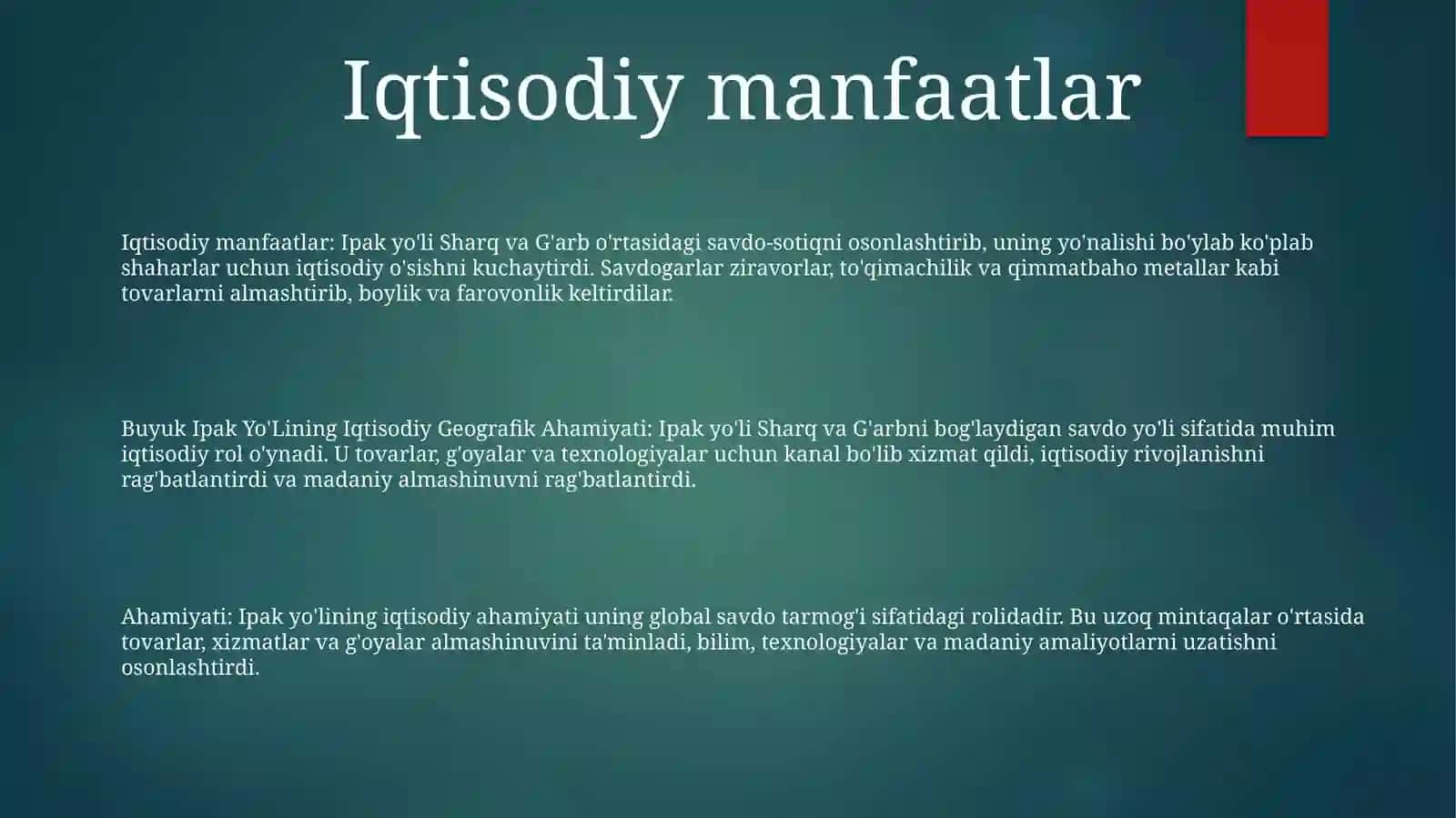 Buyuk Ipak Yo'Lining Iqtisodiy Geografik Ahamiyati 2