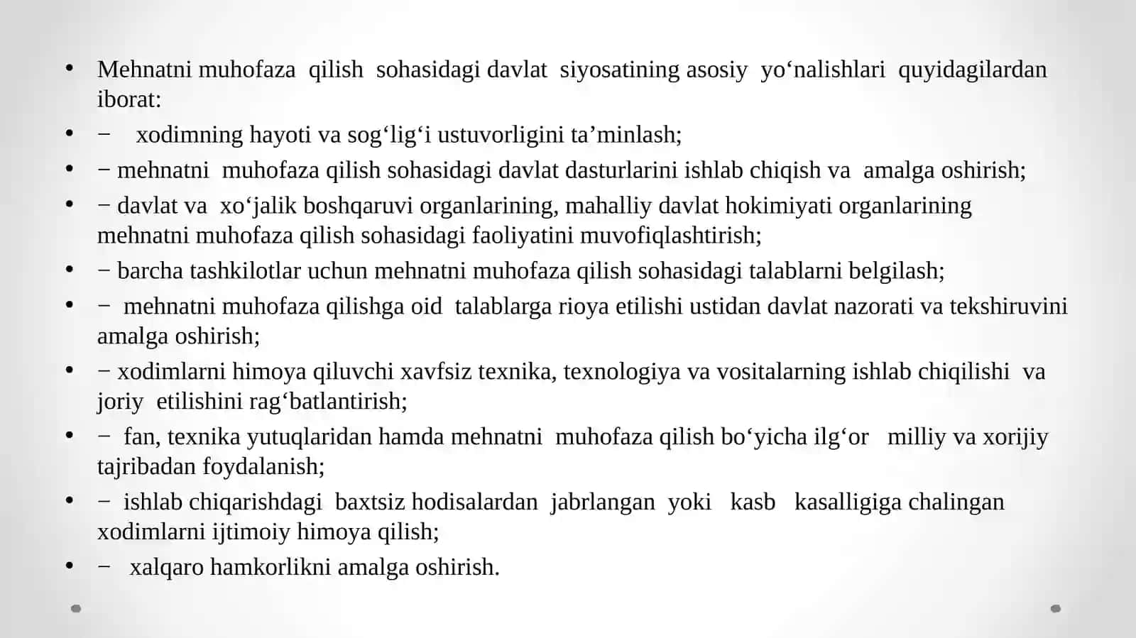 “Mehnatni muhofaza qilish to‘g‘risida”gi O‘zbekiston Respublikasi qonunining ahamiyati 2