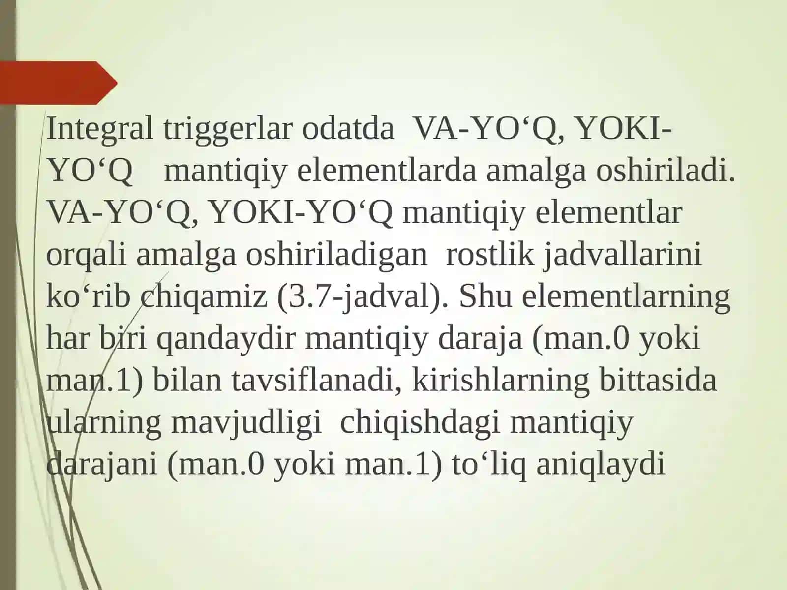 Asosiy mantiqiy funksiyalar: VA, YOKI, EMAS. Murakkab funksiyalar. Funksiyalarni tadbiq qilish 2