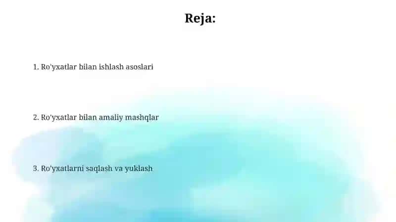 Scratch muhitida ro'yxatlar bilan ishlash 2