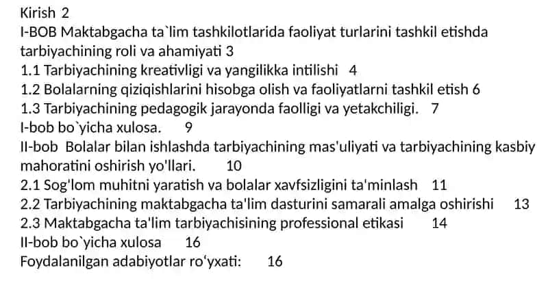 Maktabgacha ta`lim tashkilotlarida faoliyat turlarini tashkil etishda tarbiyachining faolligi 2