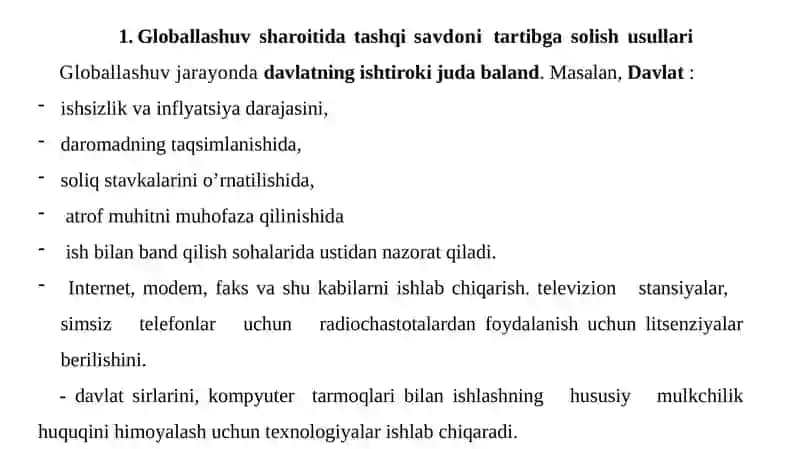 XALQARO SAVDONING RIVOJLANISH TENDENSIYALARI 2
