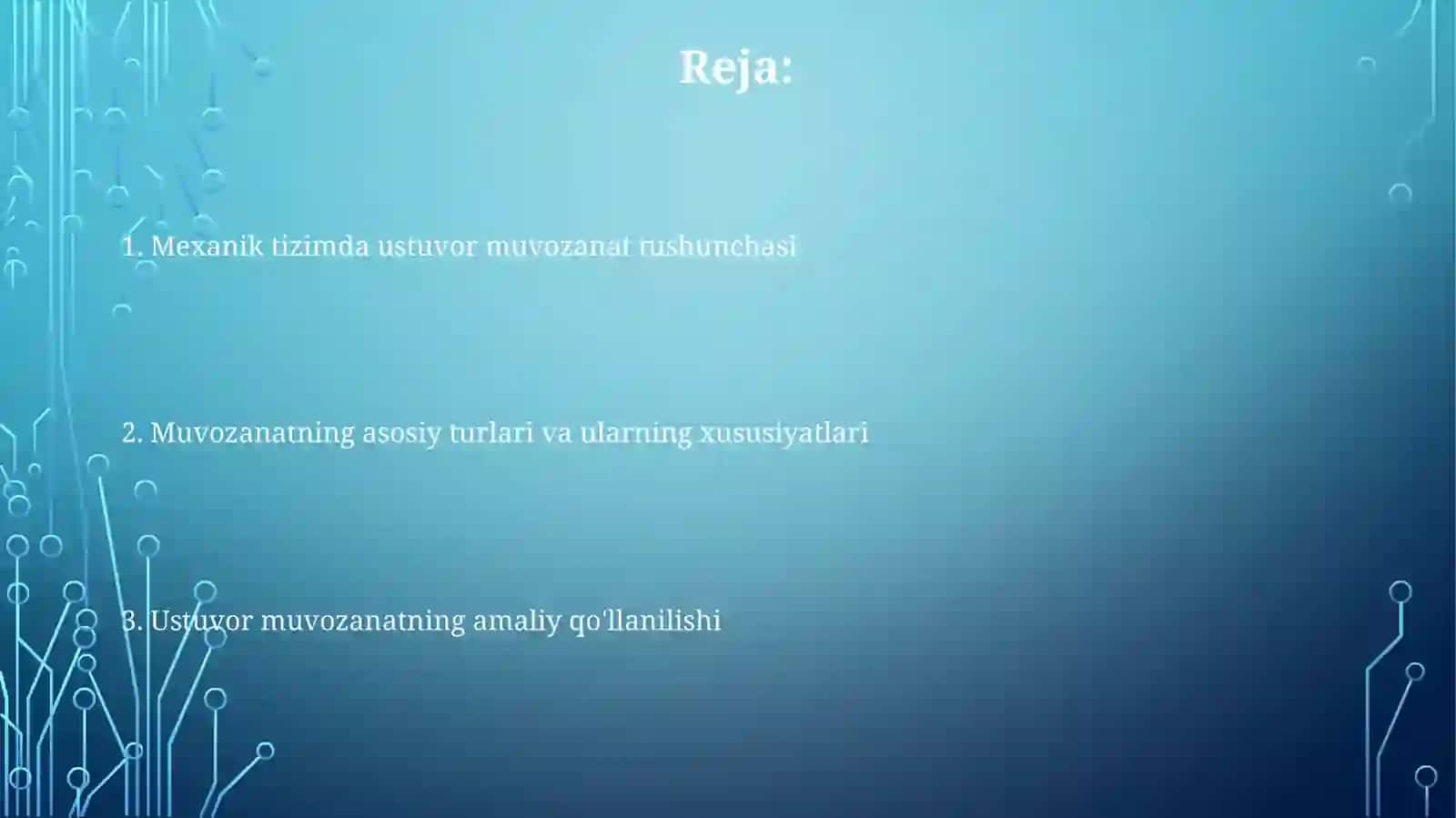 Mexanik tizimda ustuvor muvozanat tushunchasi 2