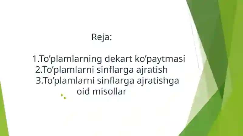 To’plamlarni sinflarga ajratishga oid misollar. 2