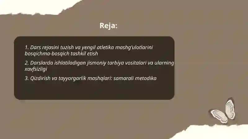 Yengil atletika darslarini tashkil qilish va oʻtkazish usullari 2