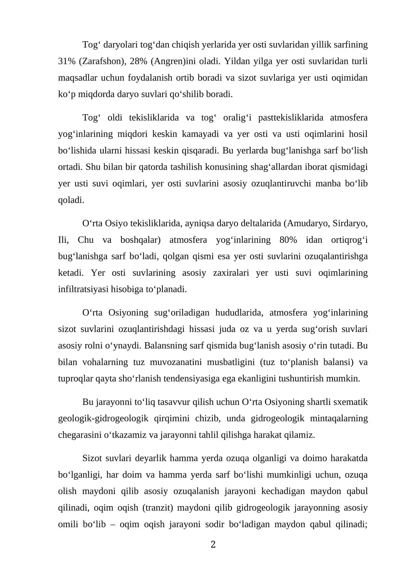 Sug‘oriladigan yerlarda gidrogeologik-meliorativ jarayonlarning o‘ziga xosligi 2