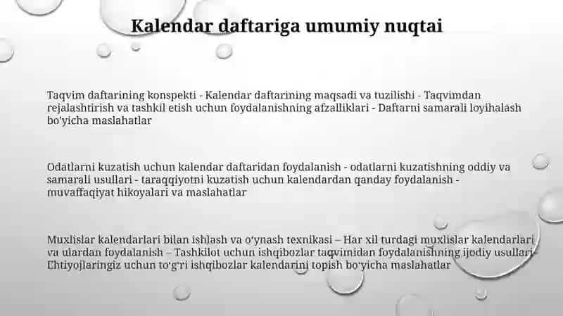 Tabiiy Fanlardan Kalendar Daftari Bilan Ishlash Usullari Va Yuritish 2