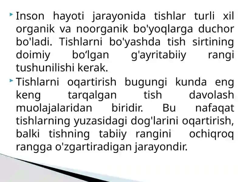 Tishlarni o'qartirish 2