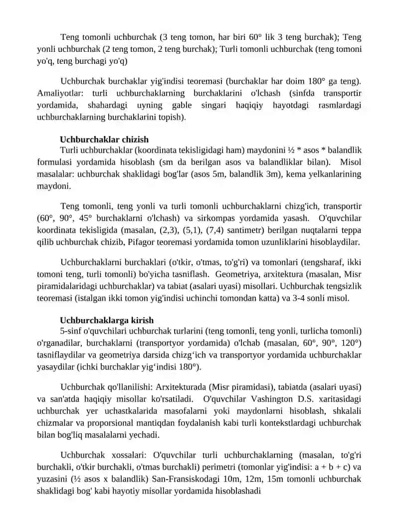 Uchburchak asosi va balandligi 5- sinflar uchun dars ishlanmasi 2