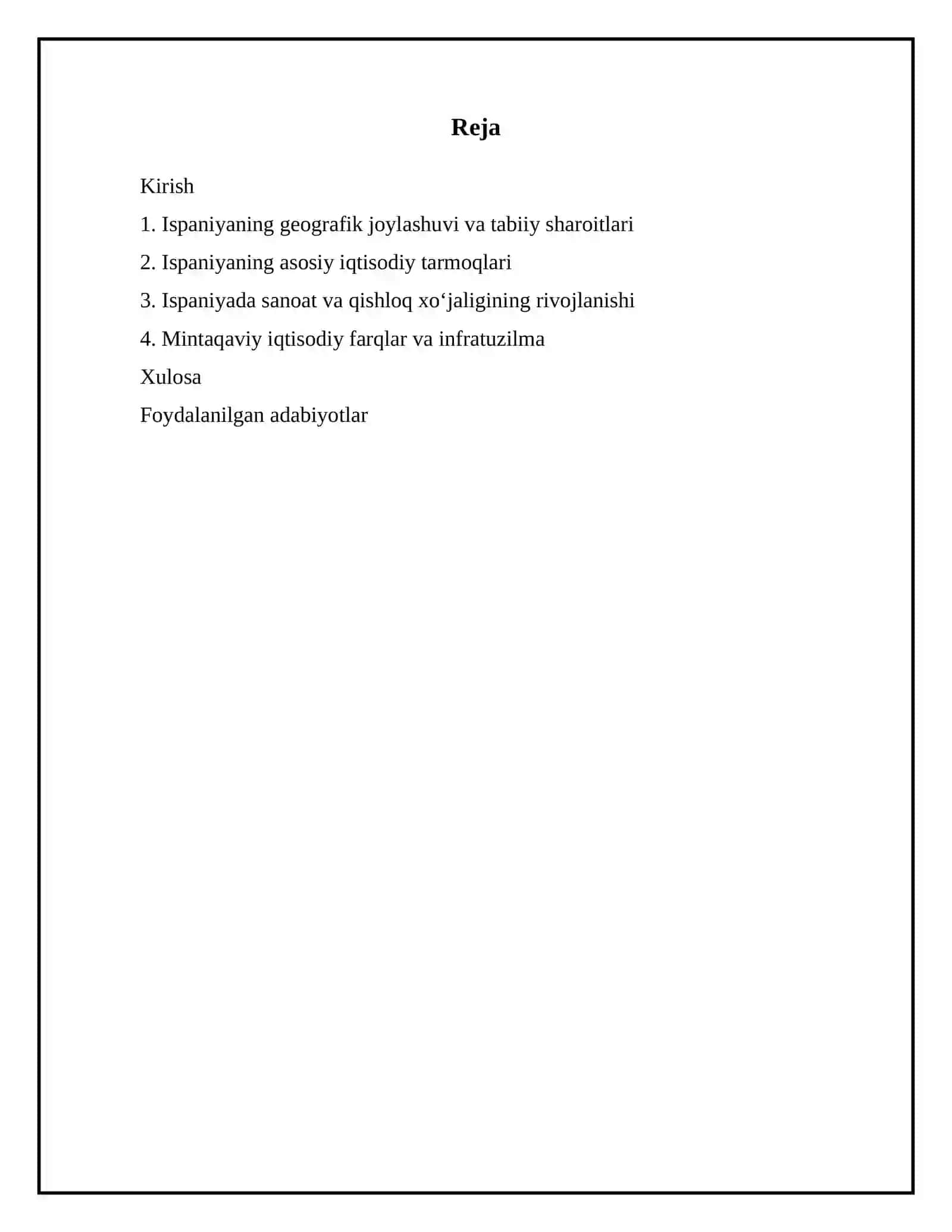 Ispaniyaga iqtisodiy-geografik tavsif berish 2