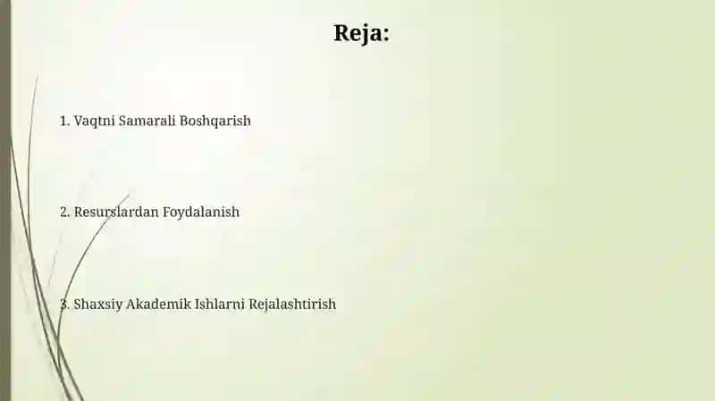 Shaxsiy Akademik Faoliyatni Tashkil Etish 2