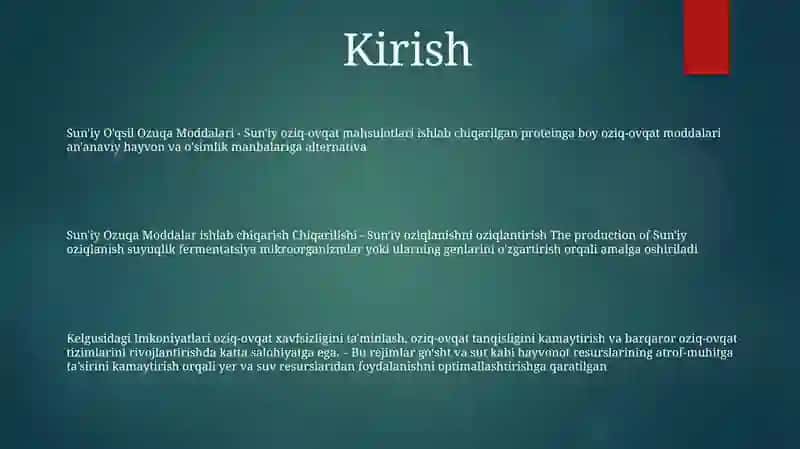 Sun'iy Oqsil Ozuqa Moddalari 2