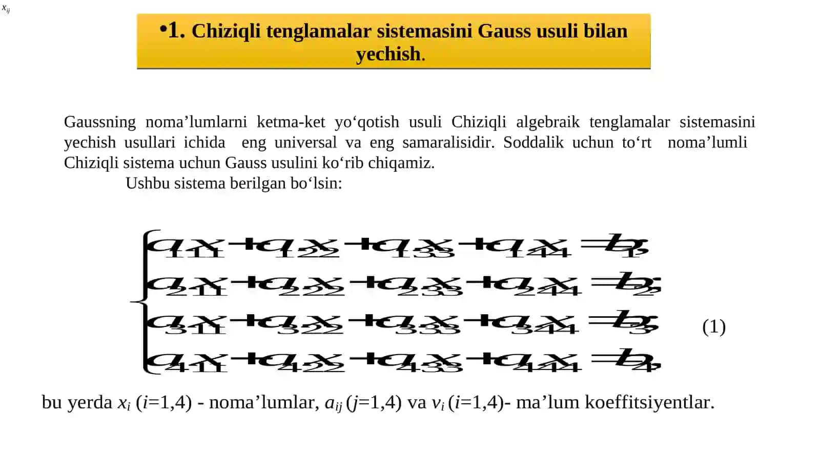 2-MA’RUZA:CHIZIQLITENGLAMALARSISTEMASI 2
