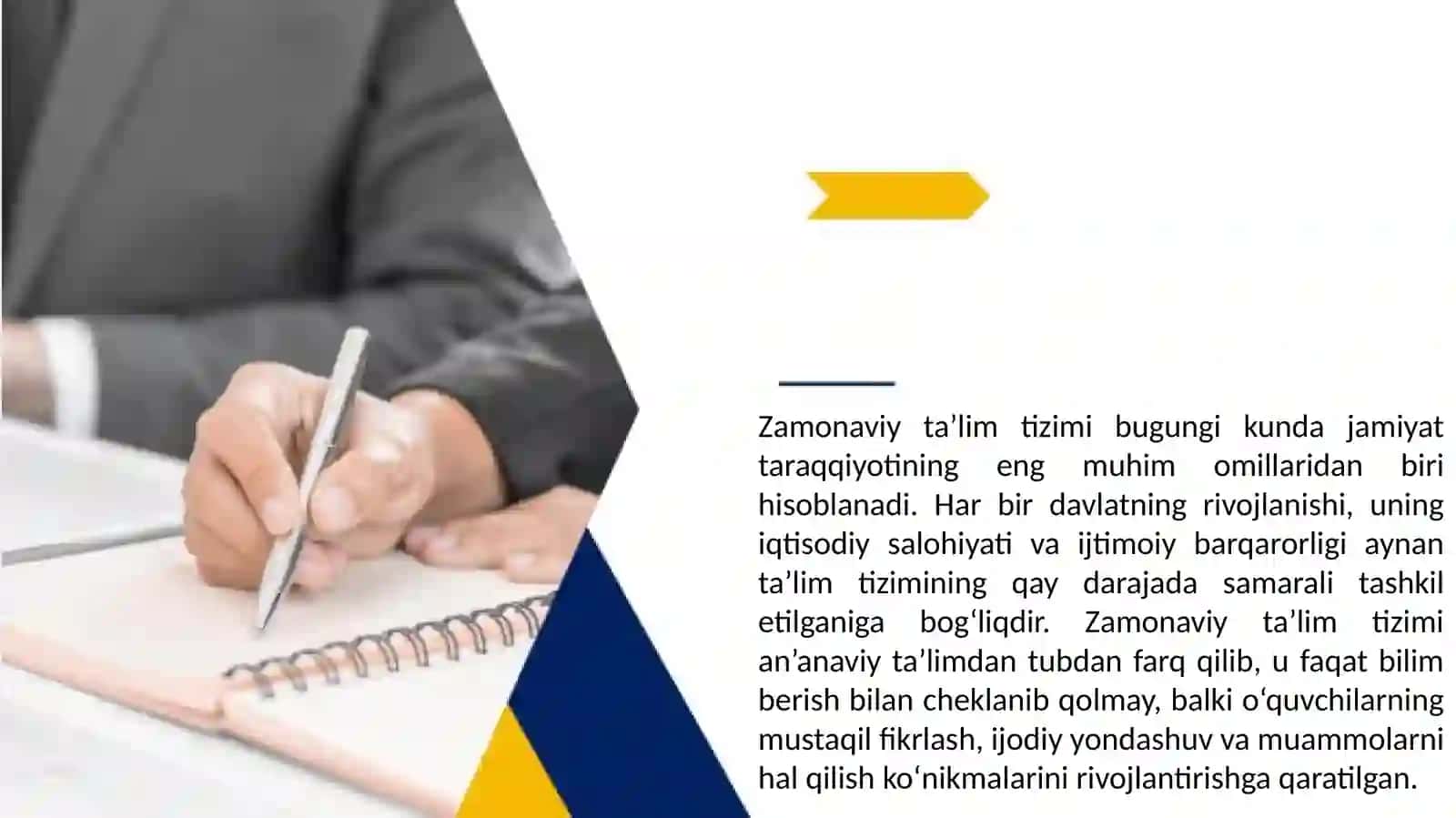 Zamonaviy ta'lim tizimi: Innovatsion metodologiya va texnologiyalar    "Modern Educational System: Professional Pitch Deck". 2