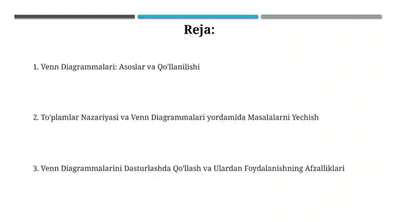 Venn diagrammalari: Asoslar va Qo'llanilishi 2
