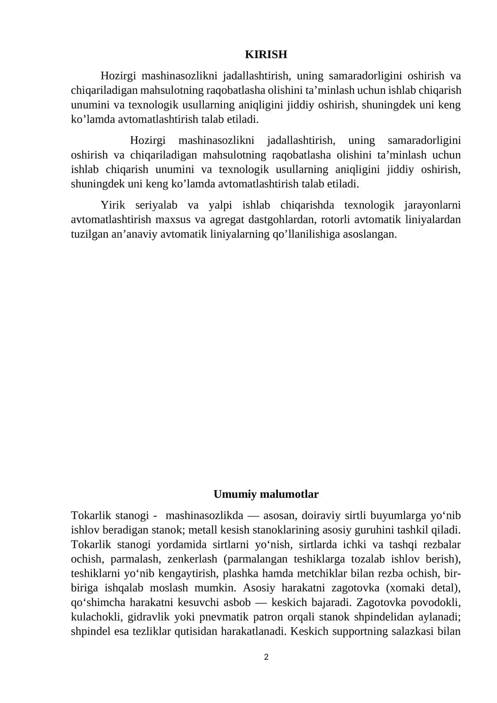 Hozirgi mashinasozlikni jadallashtirish 2
