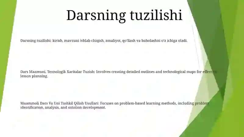 Dars Mazmuni, Texnologik Xaritalar Tuzish 2