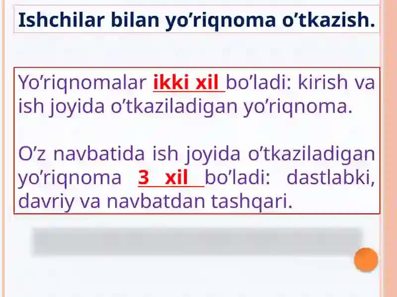 Xavfsiz faoliyatni tashkil qilishda xodimlar bilimini tekshirish va o'qitish 2