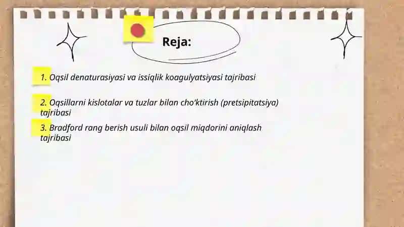 Oqsil moddalarga xos tajriba 2