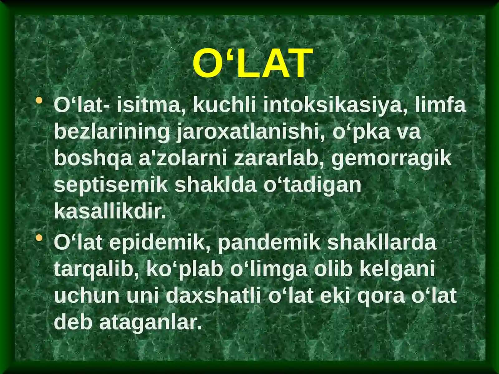 Oʻta xavfli infektsiyalar oʻlat qoʻzgʻatuvchisi kasalligi labaratoriya diagnostika 2