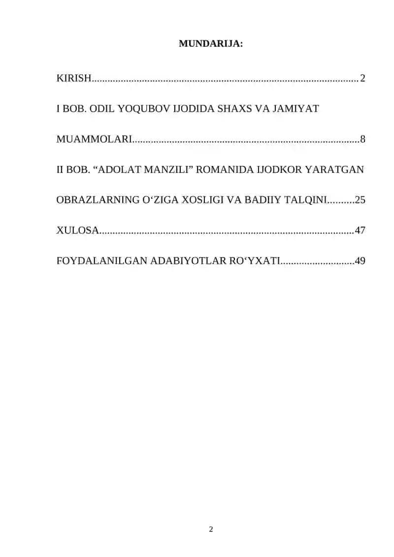 “Adolat manzili” romanida yozuvchining obraz yaratish mahorati 2