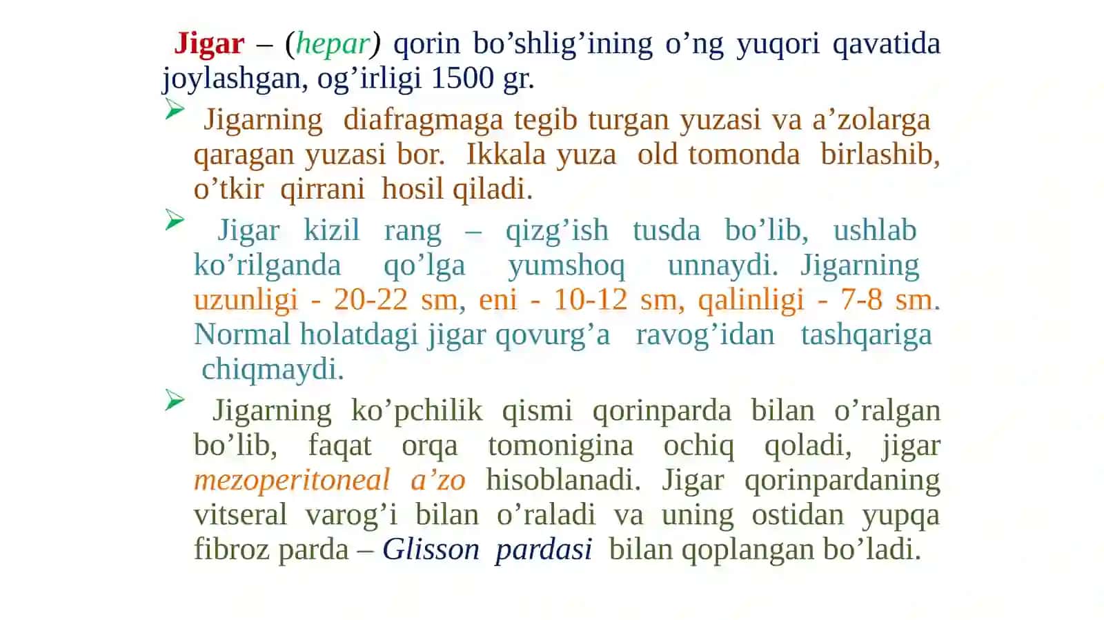Ovqat hazm qilish tizimi. Jigar fiziologiyasi 2