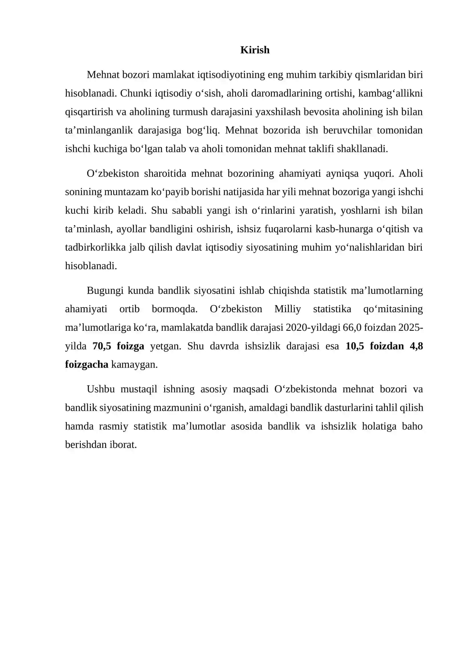 Mehnat bozori va bandlik siyosati 2