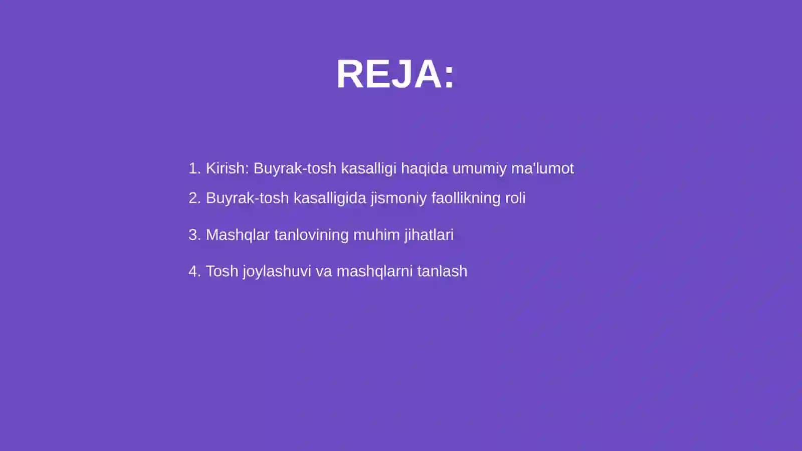 Buyrak-tosh kasalligida maxsus mashqlarni tanlash va jismoniy mashqlar majmuasi 2