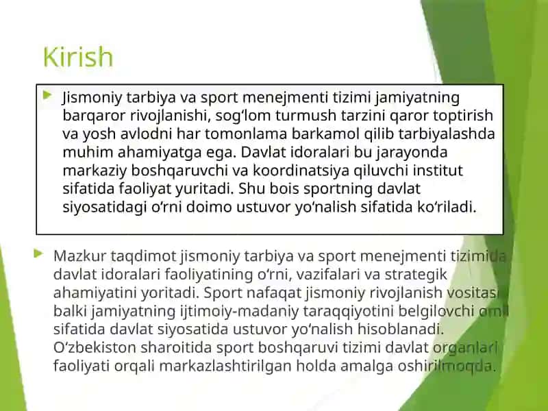 JISMONIY TARBIYA VA SPORT MENEJMENTI TIZIMI DAVLATIDORALARI TAVSIFI 2