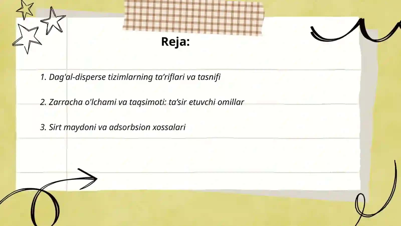 Dag'al- dispers sistemalarning xossalari va ularning tibbiyot va formakologiyada ishlatilishini amaliyotda o'rganish va ma'lumotlar asosida taqdimot tayyorlash 2
