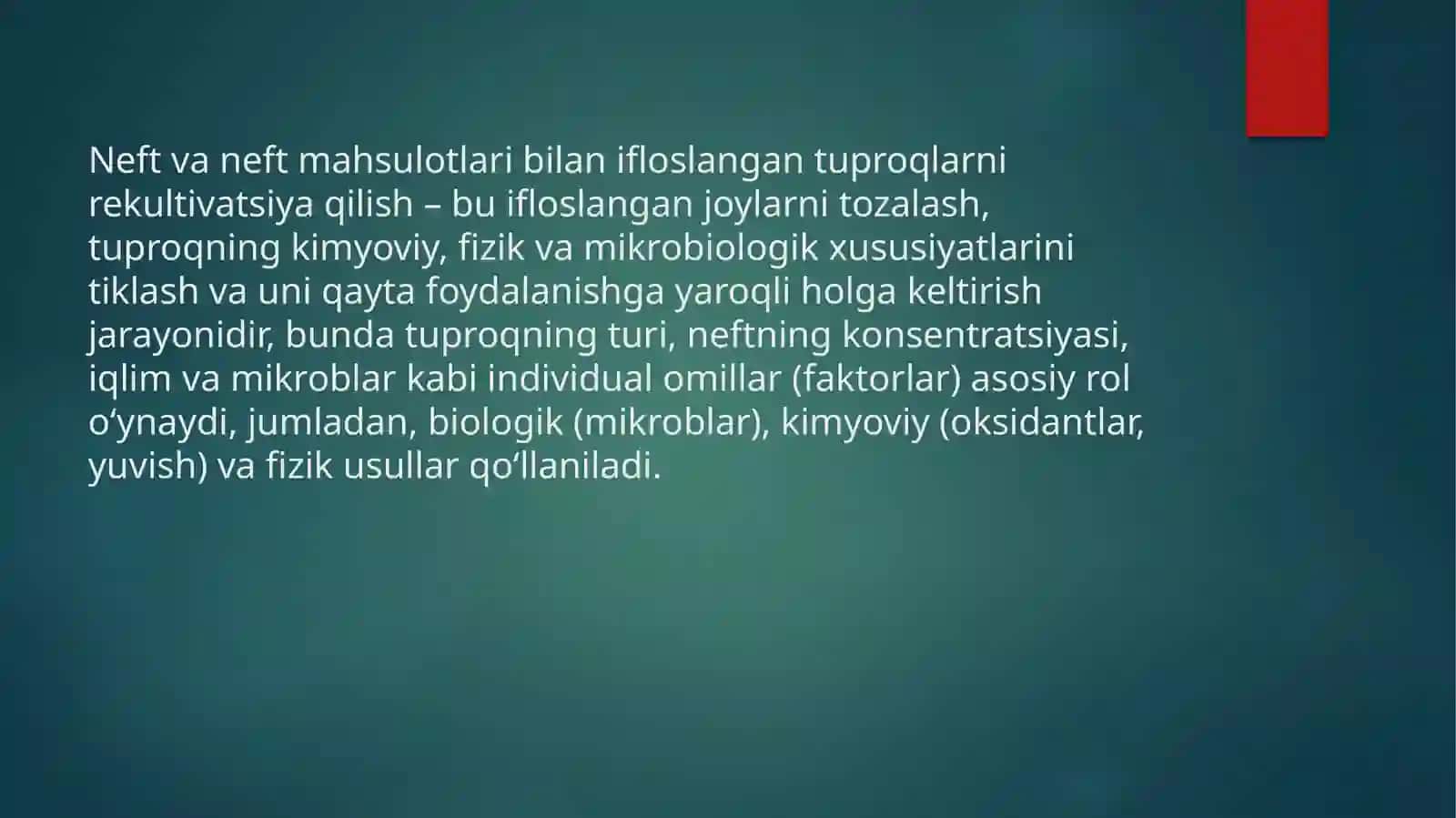 NEFT VA GAZ KIMYOSI XALILOV TURABOYNING NEFT-GAZ SANOATIDA EKOLOGIK XAVFSIZLIK FANIDAN TAYYORLAGAN TAQDIMOTI2025-YIL 2