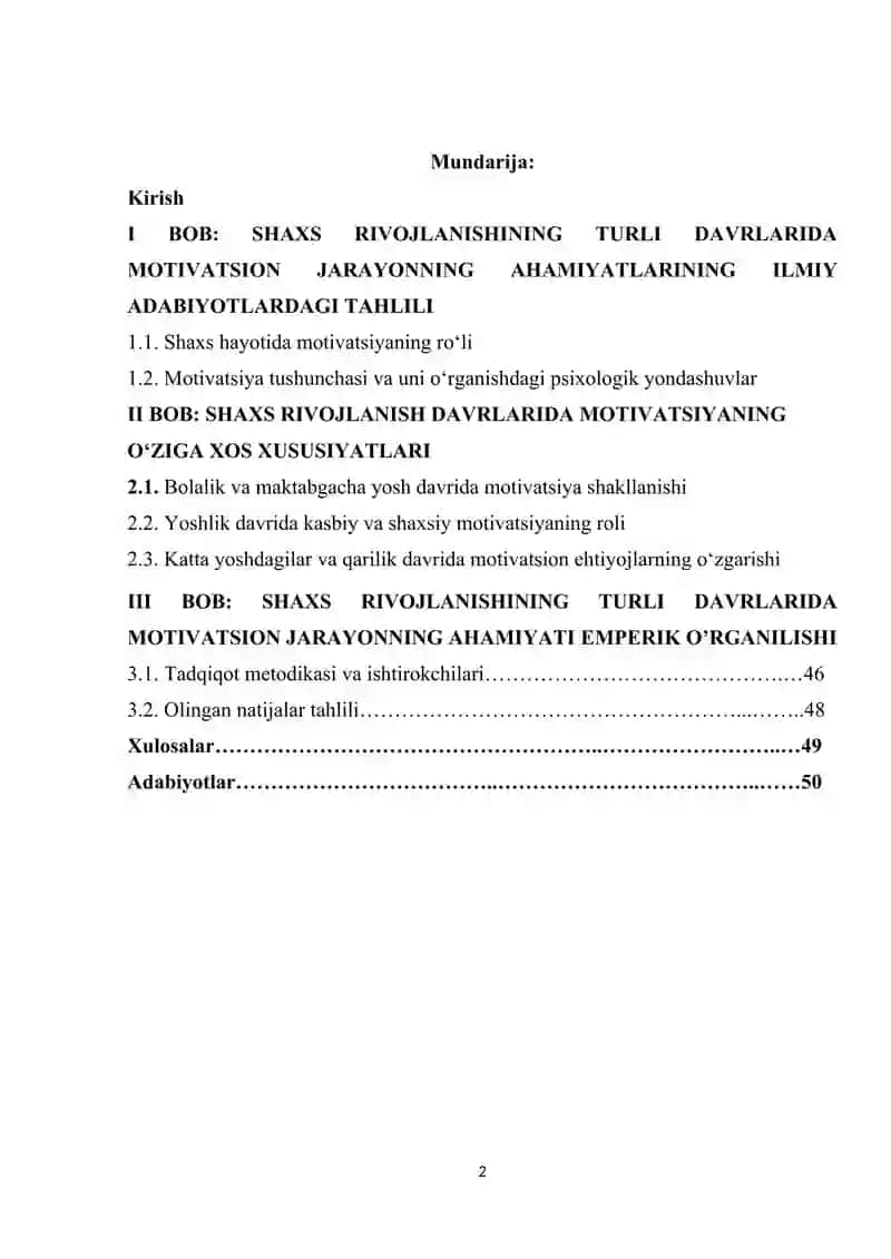 SHAXS RIVOJLANISHINING TURLI DAVRLARIDA MOTIVATSION JARAYONNING AHAMIYATI 2