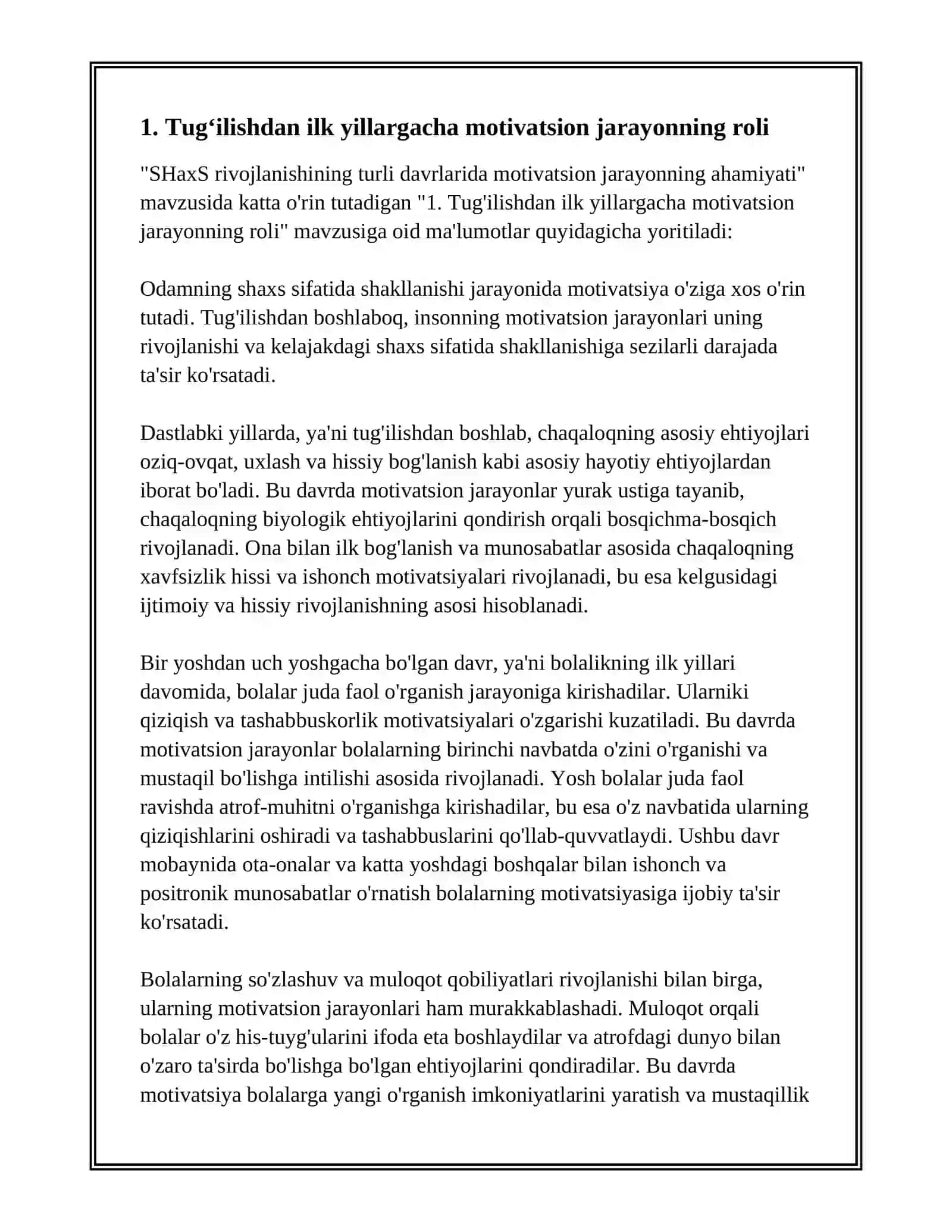 SHAXS RIVOJLANISHINING TURLI DAVRLARDA MOTIVATSION JAROYONNING AHAMIYATI 2