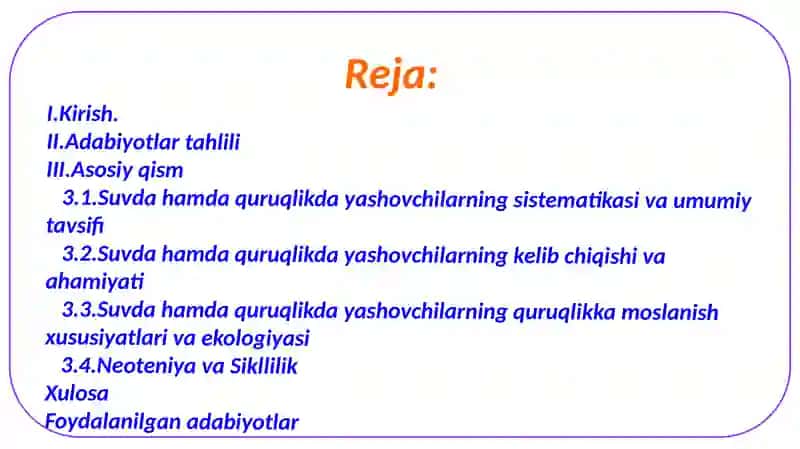 Suvda hamda quruqlikda yashovchilarning quruqlikka moslanish xususiyatlari 2