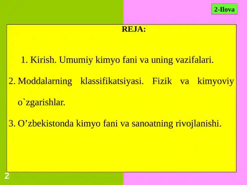 Umumiy kimyo fani va uning vazifalari 2