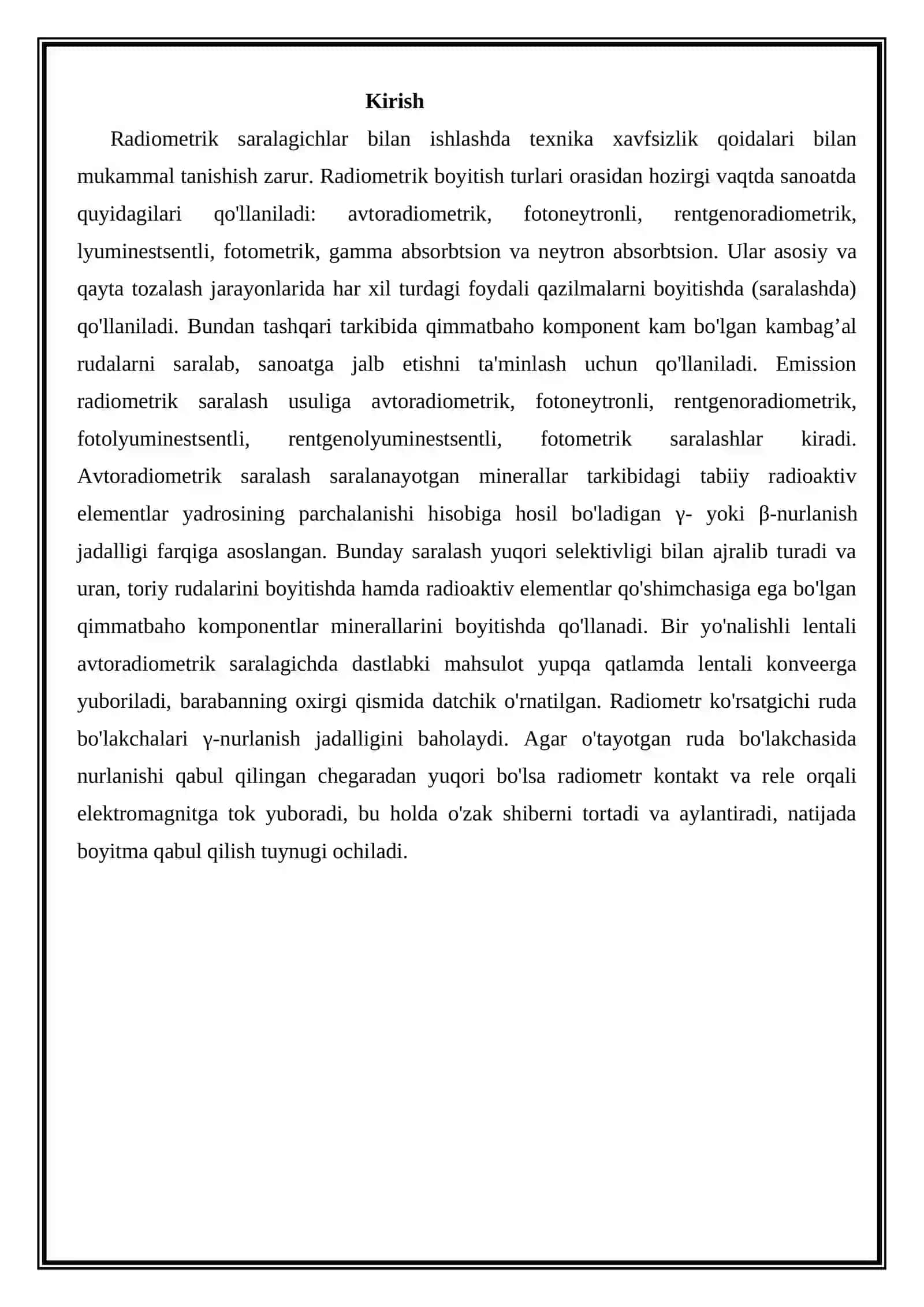 Radiometrik usulida saralash 2