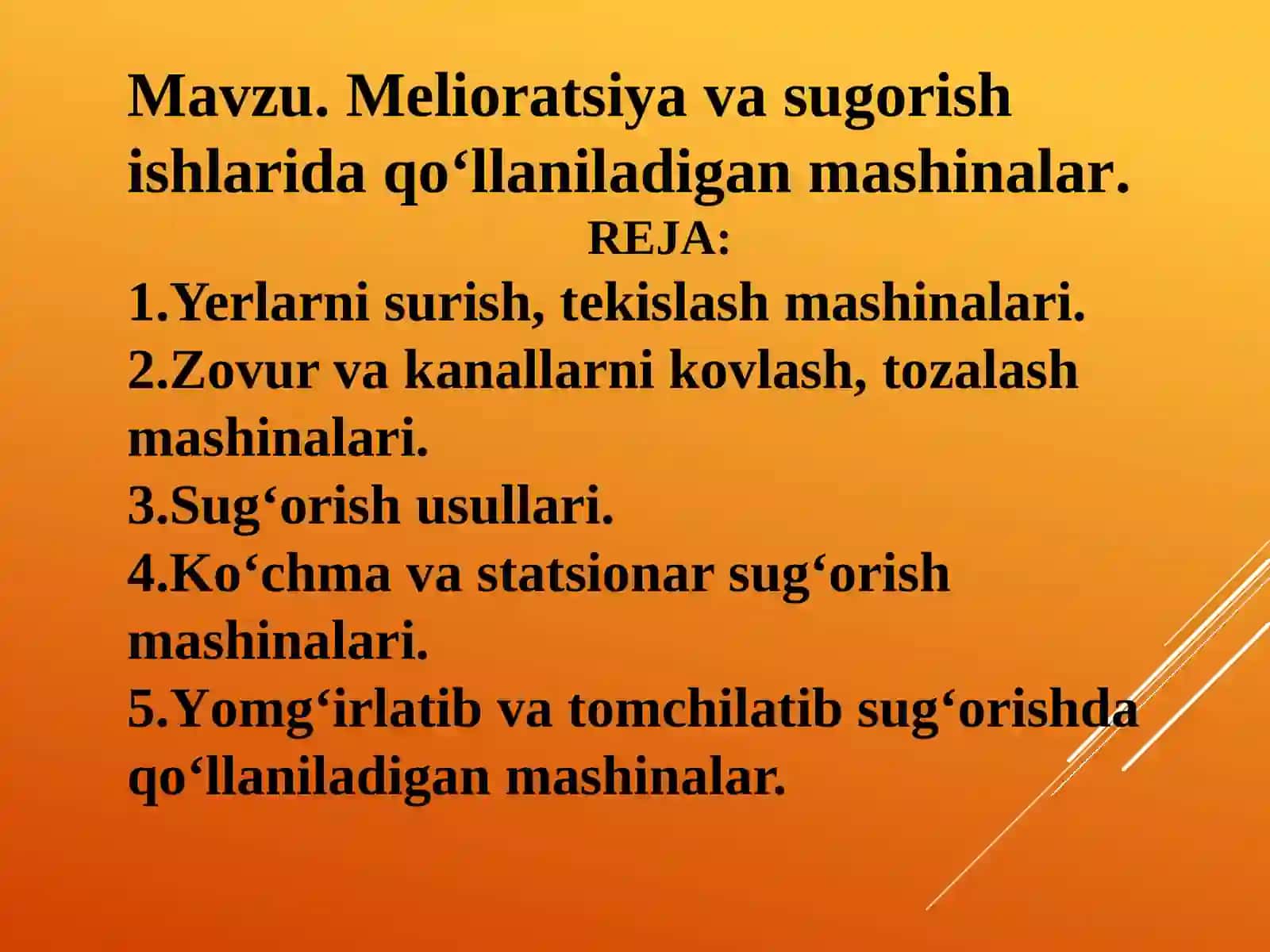 Qishloq xo’jaligini mexanizat-   siyalash fani 2