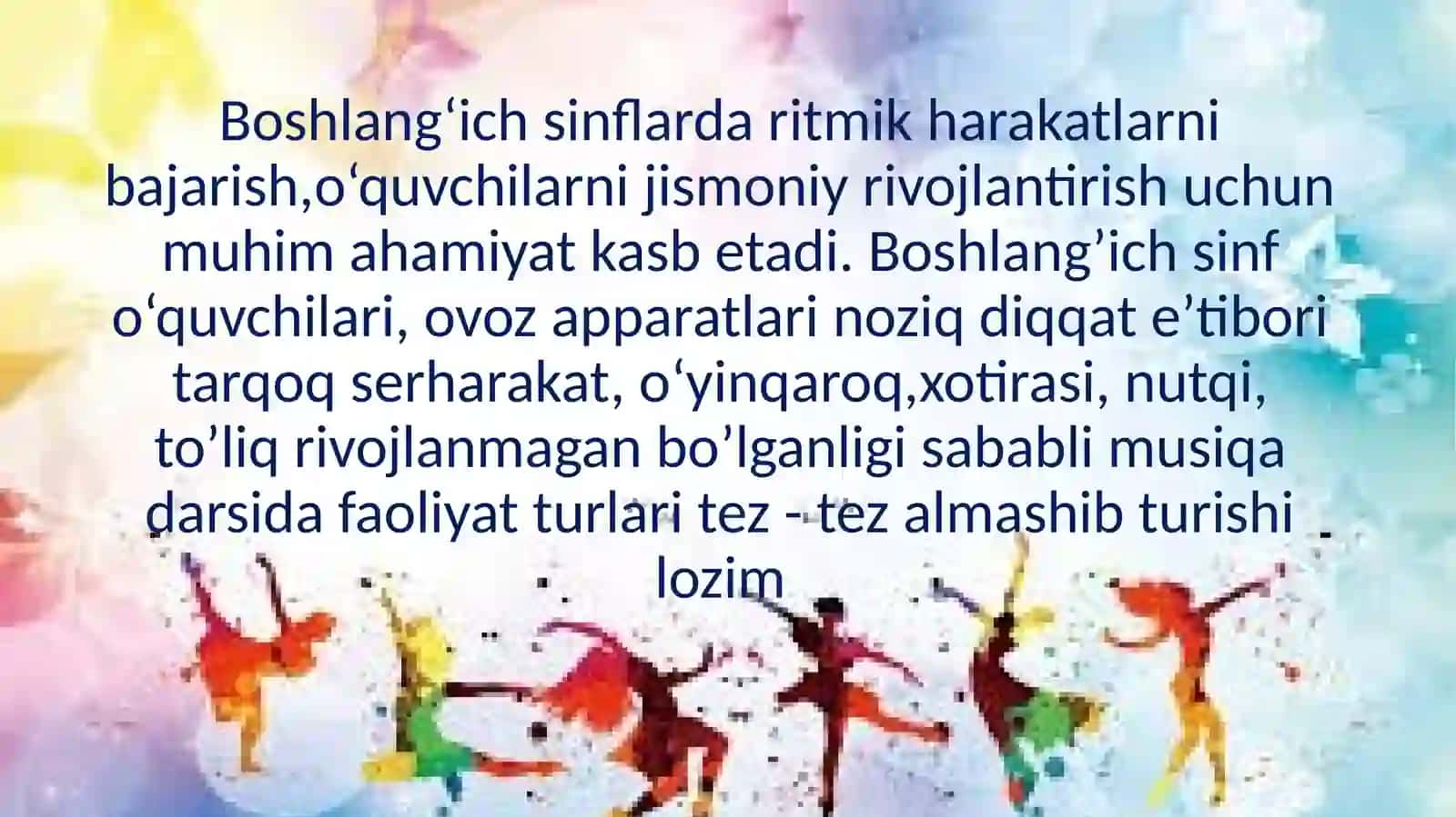 Musiqadarslarida Musiqaviy ritmik harakat faoliyati 2