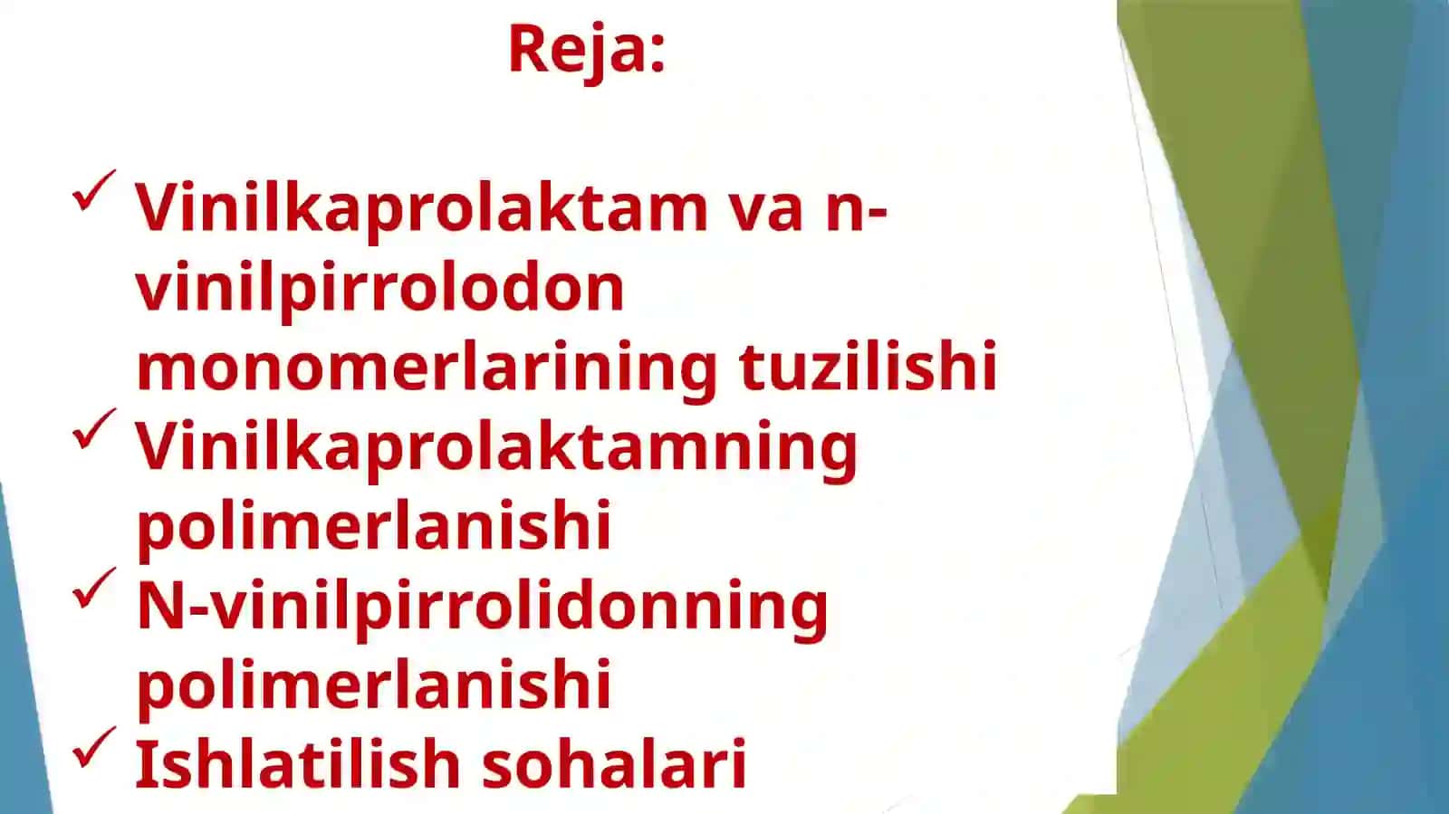 N-vinilpirrolidon va vinilkaprolaktam monomerlaridan polimerlar sintez qilish va ularning molekulyar massasini boshqarish 2