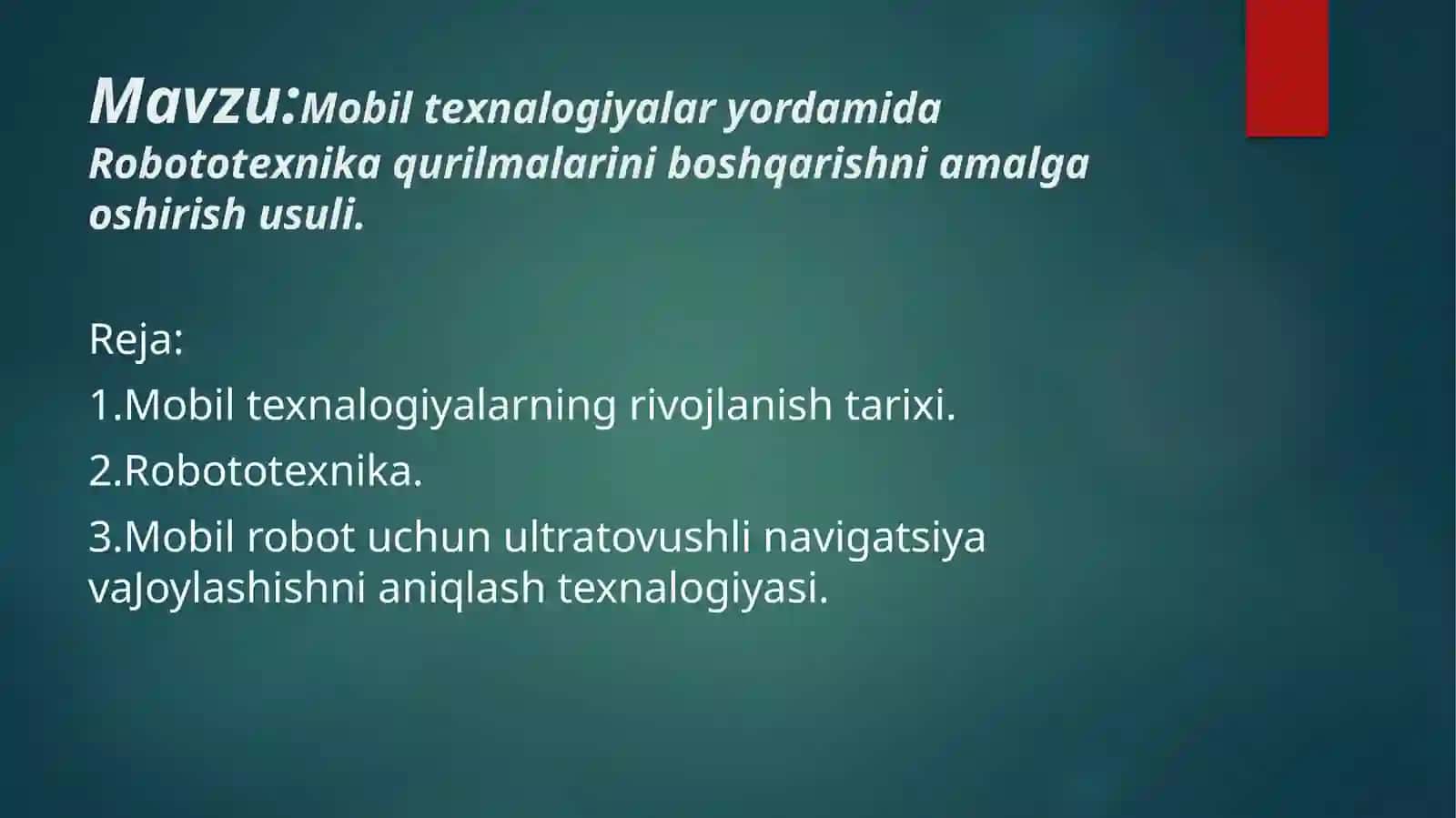 Mobil texnologiyalar yordamida Robototexnika qurilmalarini boshqarishni amalga oshirish usuli 2