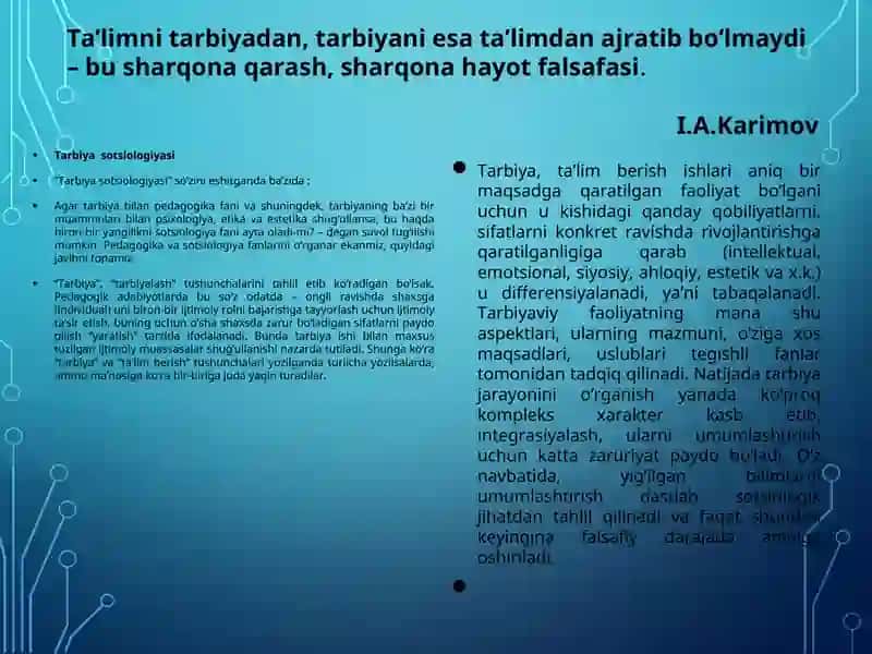 Tarbiya Jarayonining Mohiyati, Mazmuni, Tarbiya Tamoyillari va Metodlari 2