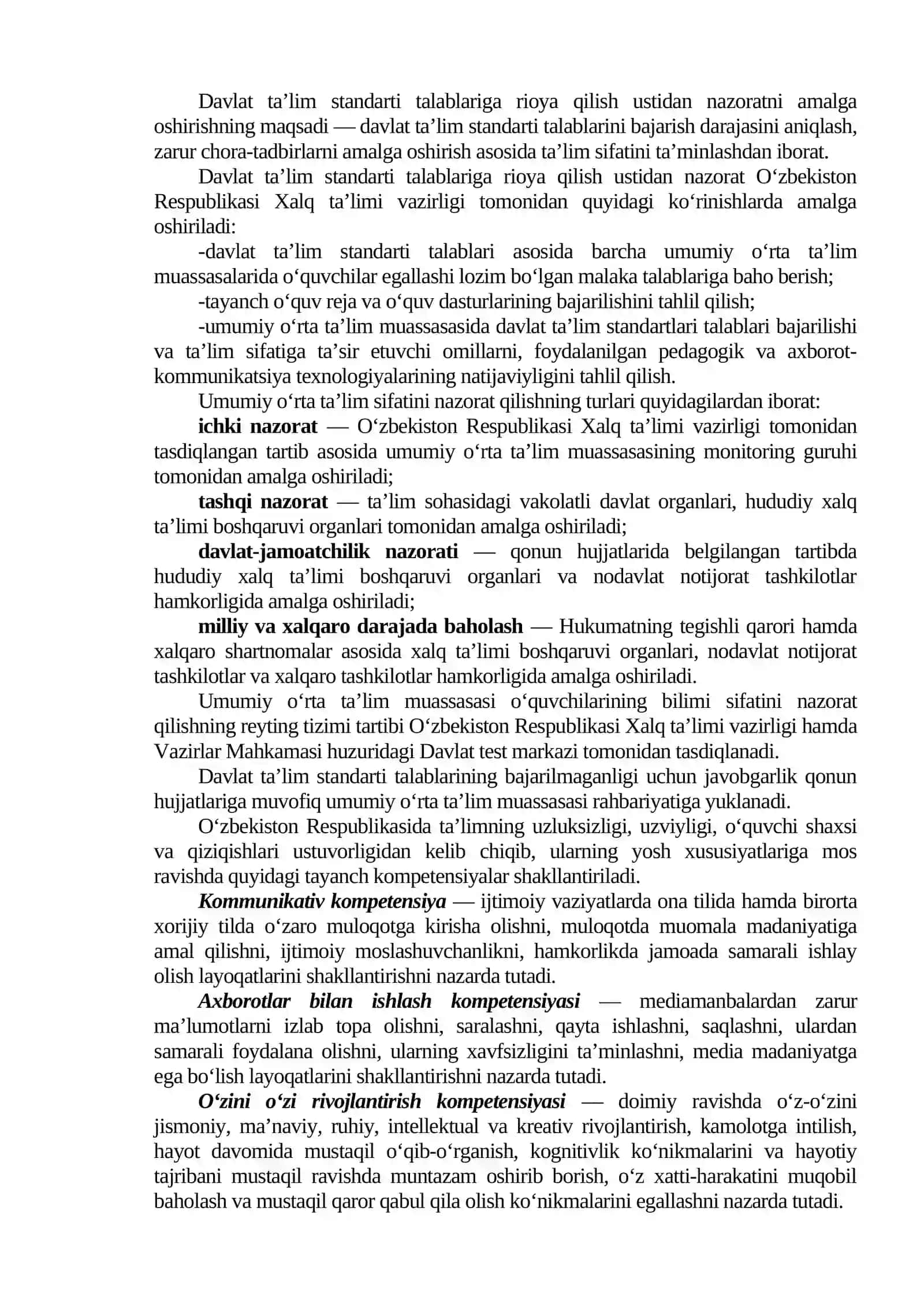 ONA TILIDAN DAVLAT TA’LIM STANDARTI VA O‘QUV DASTURI MAZMUNI 2