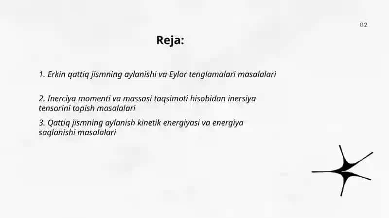 Qattiq jism dinamikasiga oid masalalar 2