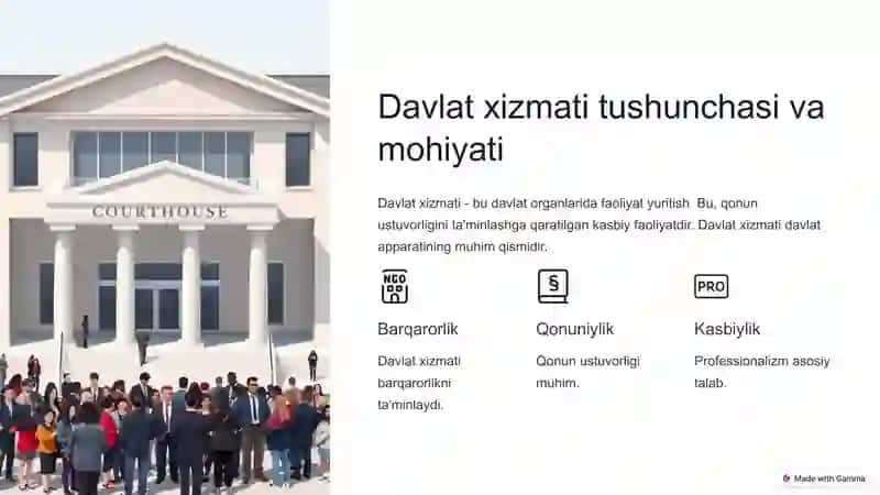 Davlat xizmatining huquqiy asoslari va oʻziga xos xususiyatlari 2