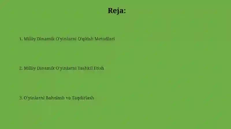Milliy Dinamik O'yinlarni O'qitish Metodlari 2