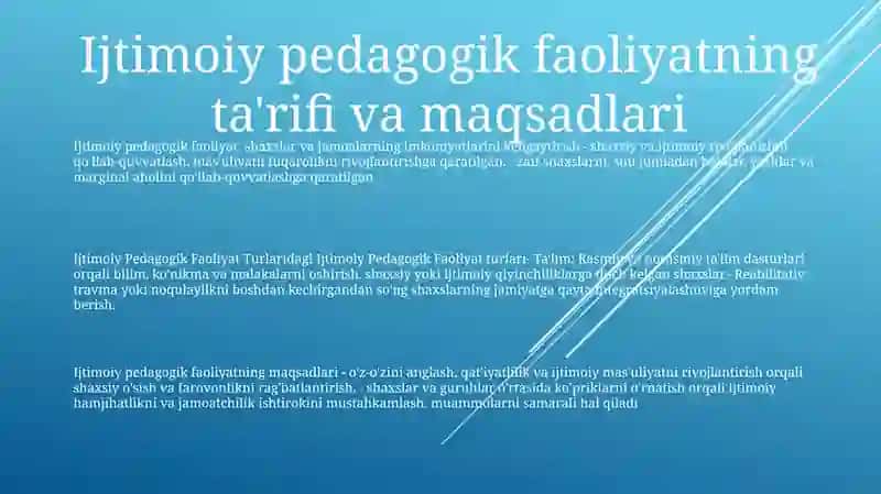 Ijtimoiy Pedagogik Faoliyat Turlari 2