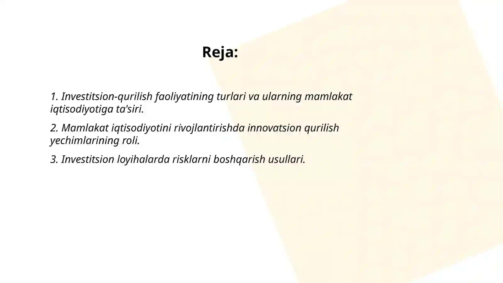 Investitsion-qurilish faoliyati va uning mamlakat iqtisodiyotini rivojlantirishdagi roli 2