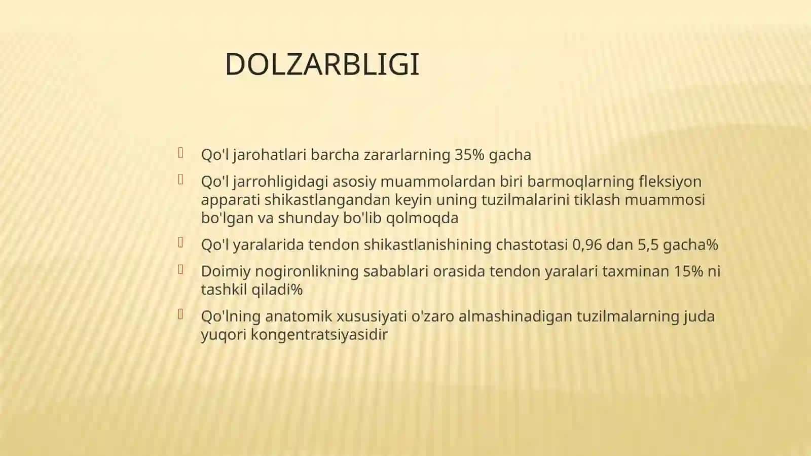 Qoʻl-oyoq barmoqlari paylari shikastlanishlari 2